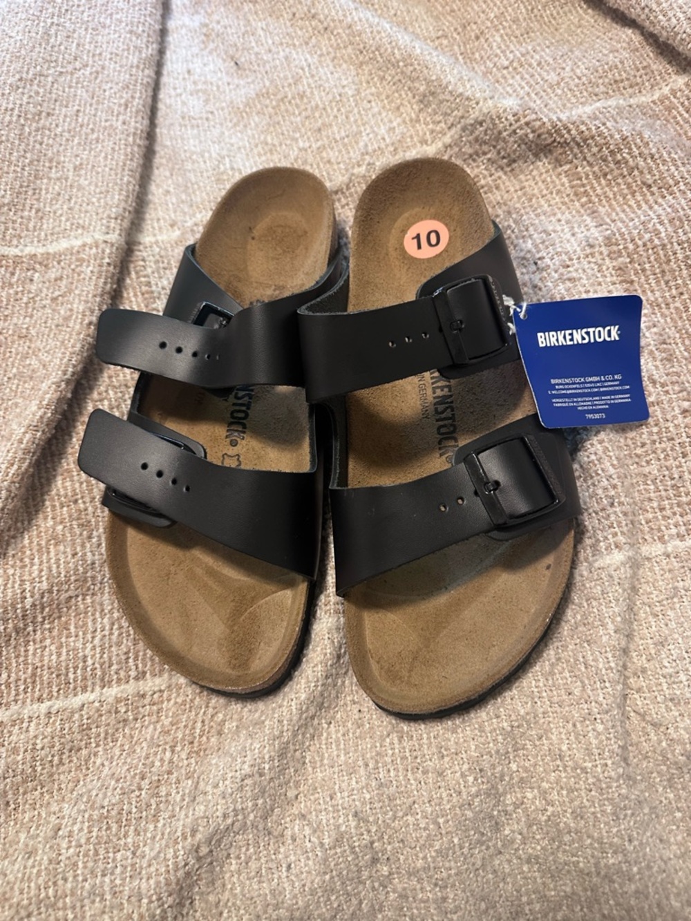 Birkenstock Men’s Arizona Two-Strap Sandals in Black with Natural Footbed